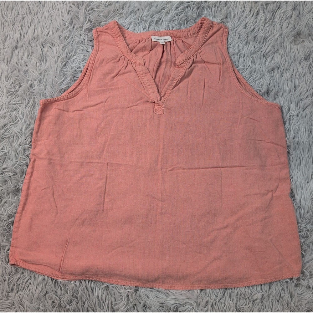 Thread & Supply Shirt Womens 1X Linen Blend Blouse Sleeveless Top Preppy Comfort